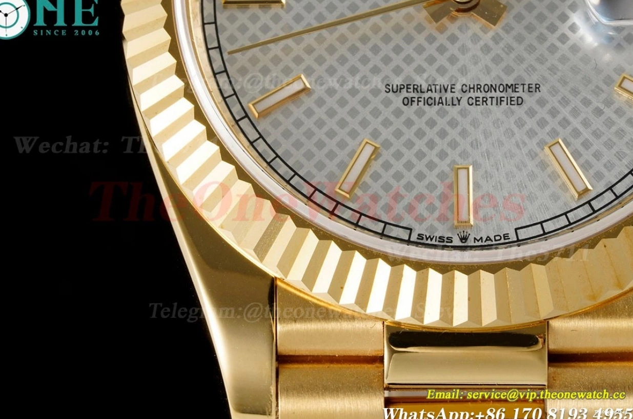 Textured DayDate Dial YG EWF YG 40mm A2836 Silver 0327